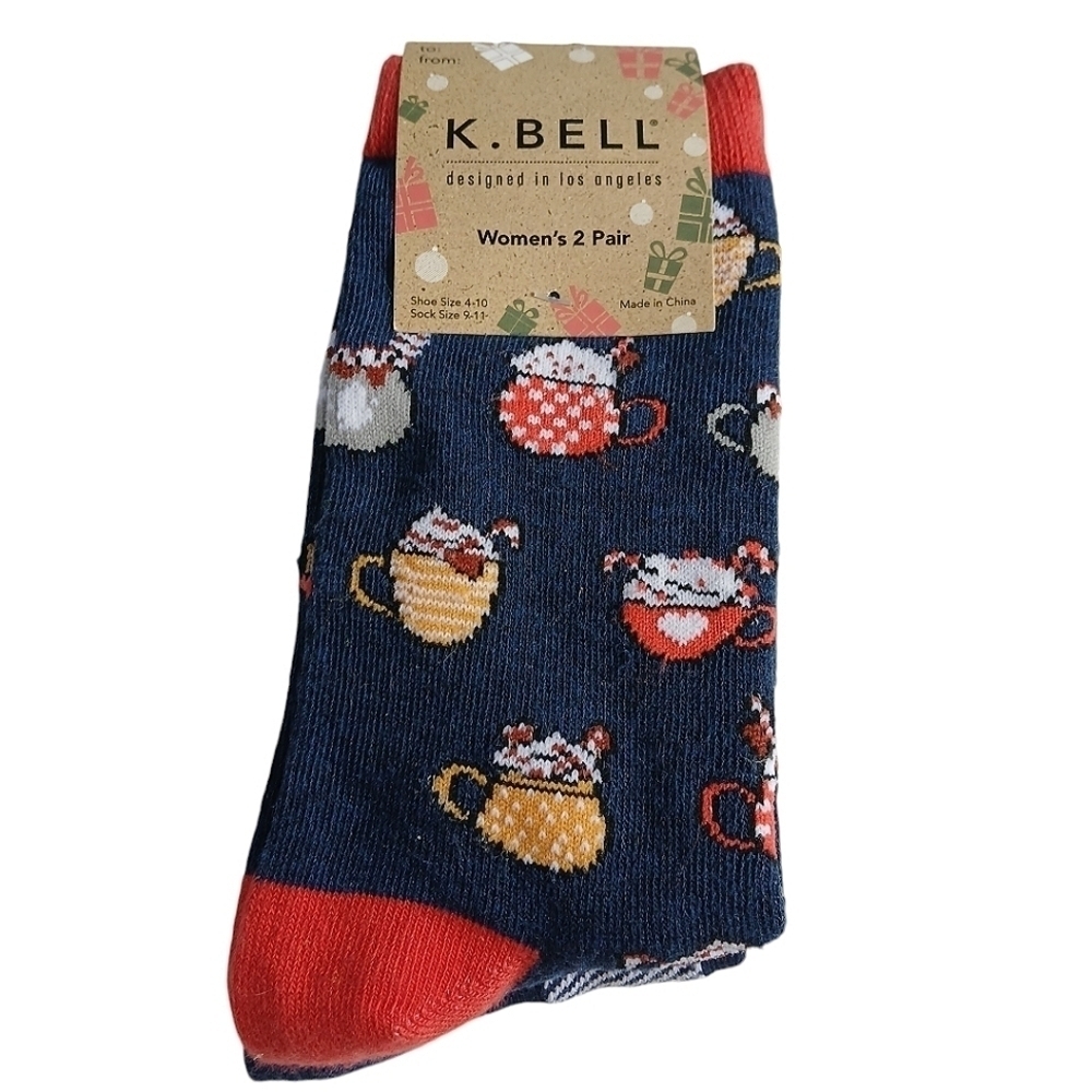 Christmas Winter Socks K. Bell Women's Crew Holiday Assortment 2 Pairs